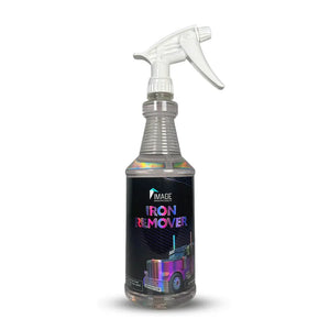 Iron Remover For Removing Industrial Fallout (metal fragments) From Rims, Painted Surfaces, Plastic, and much more! Safe for all surfaces, turns purple when it comes into contact with Iron. Image Wash Products.