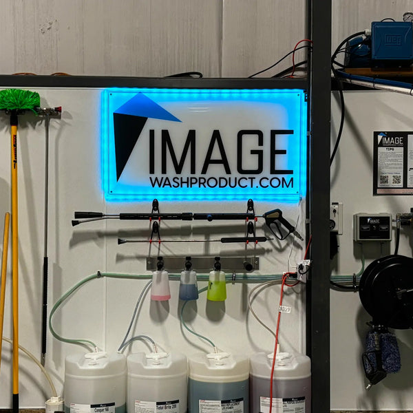 Wall-mounted, Light up, LED Sign for garages, washbays, and Detail Shops.