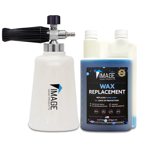 32oz bottle of Image Wash Products Wax Replacement with Image Wash Products foam cannon for pressure washer