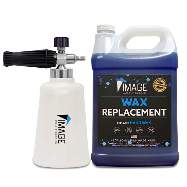 1 gallon bottle of Image Wash Products Wax Replacement with Image Foam Cannon for pressure washer