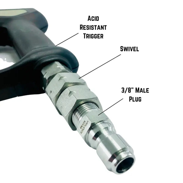 Foaminator gun and quick connections up close