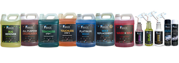 Full lineup of image wash products truck wash chemicals and detailing products