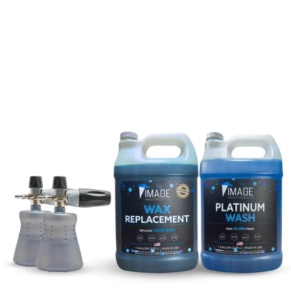 Platinum Wash gallon with Wax Replacement gallon, plus two MTM Hyrdro PF22.2 foam cannons