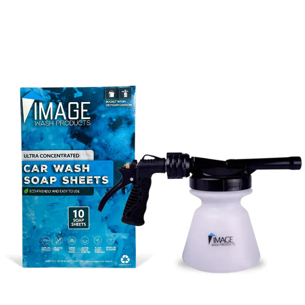 Biodegradable Car Wash Soap Sheets - Eco Friendly & Easy to use - 10 pack with garden hose foam cannon