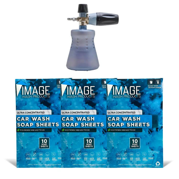 Biodegradable Car Wash Soap Sheets - Eco Friendly & Easy to use - 30 pack with MTM Hydro pressure washer foam cannon