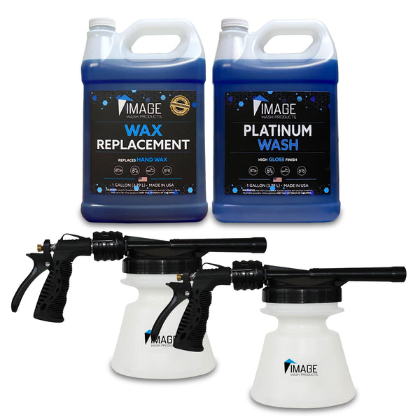 Image of bundle consisting of Gallon of Wax Replacement, Gallon of Platinum Wash and two Garden Foam cannons