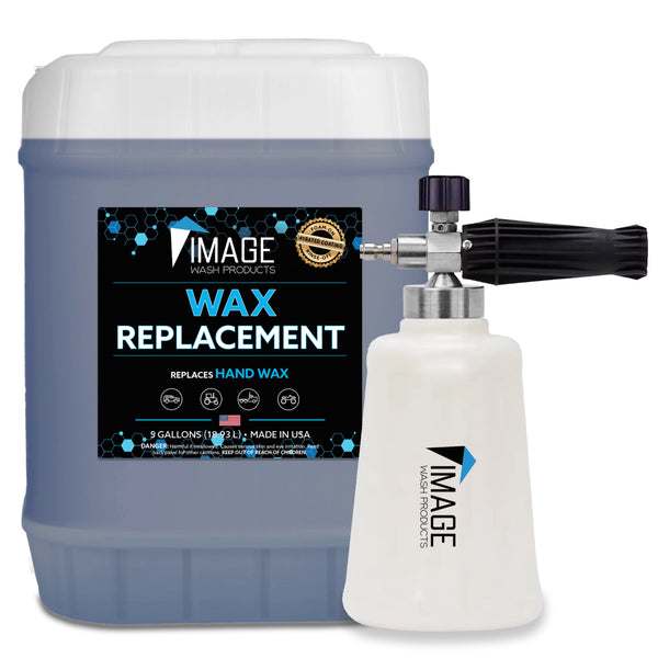 5 gallon jug of Image Wash Products Wax Replacement with Image Foam Cannon for pressure washer