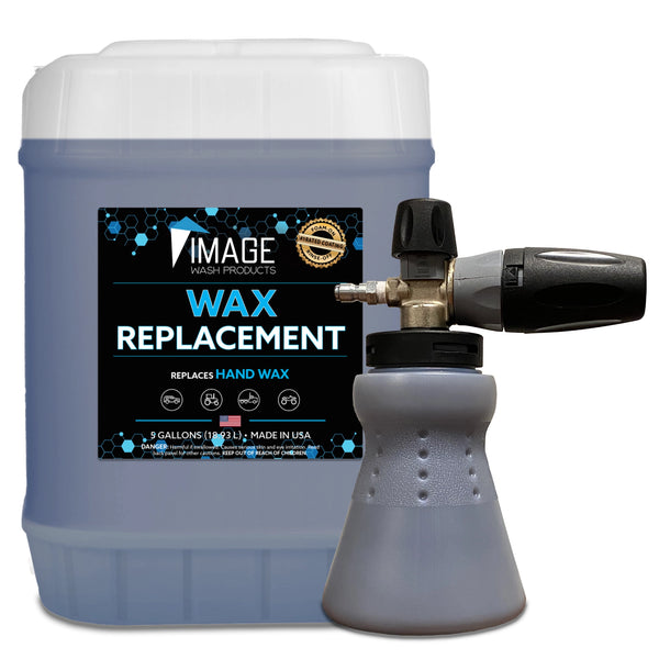5 gallon jug of Image Wash Products Wax Replacement with MTY Hydro foam cannon for pressure washers