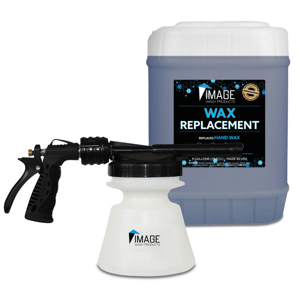 5 gallon jug of Image Wash Products Wax Replacement with foam cannon for garden hose