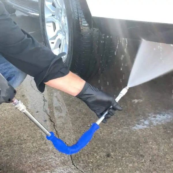 Flexible Pressure Washer Gun bending to clean under truck